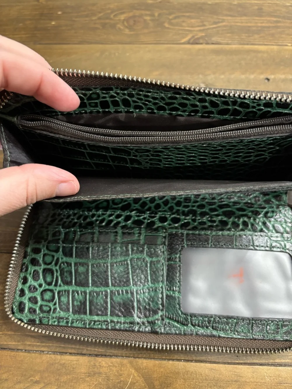Patricia Nash Green Croc-Embossed Lauria Leather Wallet